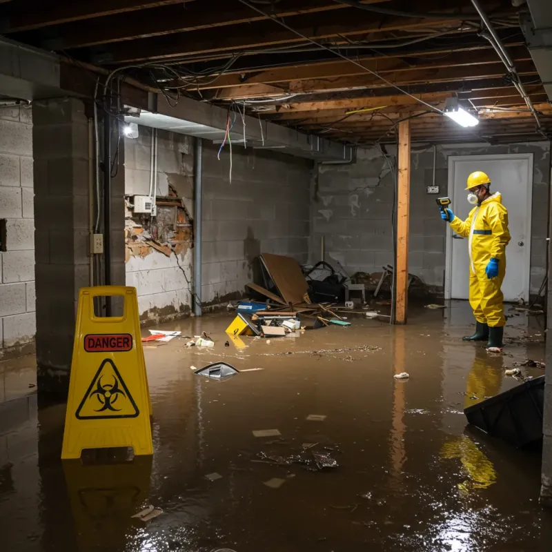 Flooded Basement Electrical Hazard in Greensburg, IN Property